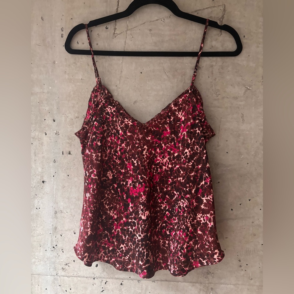 Wilfred Pink and Burgundy Printed Silk Cami